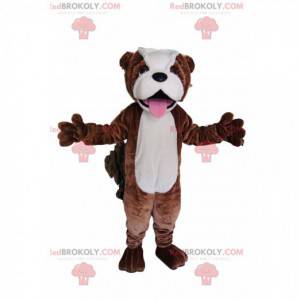 Mascotte de bull-dog marron et blanc. Costume de bull-dog -