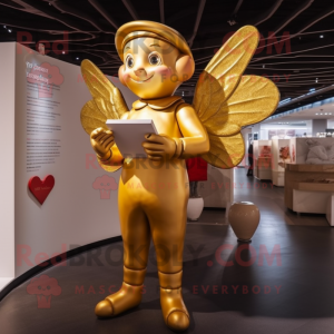 Gold Cupid mascotte kostuum...