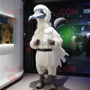 White Dodo Bird mascot costume character dressed with a Turtleneck and Cummerbunds