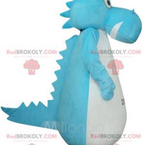 Mascota dinosaurio azul y blanco. Disfraz de dinosaurio -