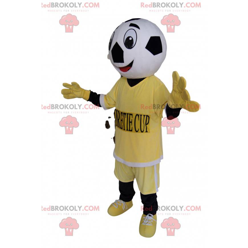 Maskot postavy s hlavou fotbalového míče - Redbrokoly.com