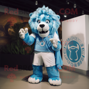 Sky Blue Lion maskot drakt...
