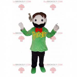 Homem mascote com bigode e camiseta verde - Redbrokoly.com