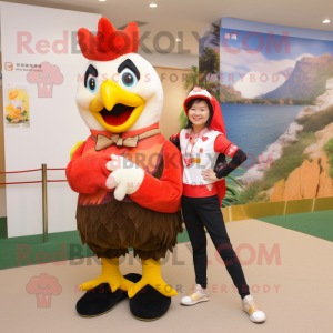 nan Rooster mascot costume character dressed with a Leggings and Brooches