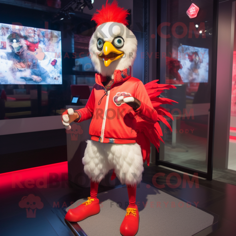 nan Rooster mascot costume character dressed with a Leggings and Brooches