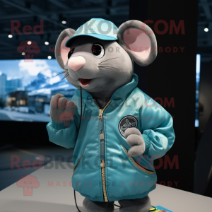 Cyan Rat mascotte kostuum...