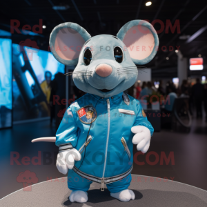 Cyan Rat mascotte kostuum...