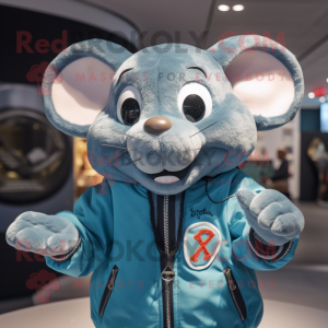 Cyan Rat mascotte kostuum...