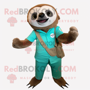 Teal Sloth mascotte kostuum...