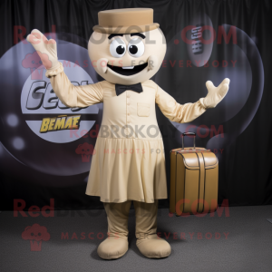 Tan Juggle mascot costume character dressed with a Empire Waist Dress and Briefcases