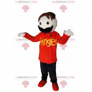 Mascot hombre de bigote con una camiseta roja - Redbrokoly.com