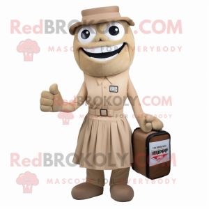 Tan Juggle mascot costume character dressed with a Empire Waist Dress and Briefcases