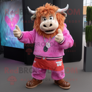 Pink Yak mascotte kostuum...