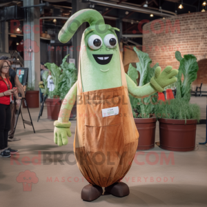 Rust Celery mascot costume character dressed with a Romper and Suspenders