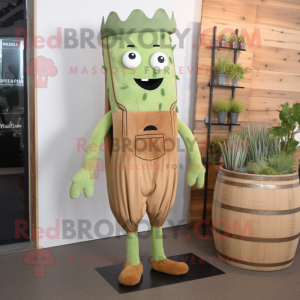 Rust Celery mascot costume character dressed with a Romper and Suspenders
