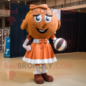 Rust Volleyball Ball mascot costume character dressed with a Dress and Bow ties