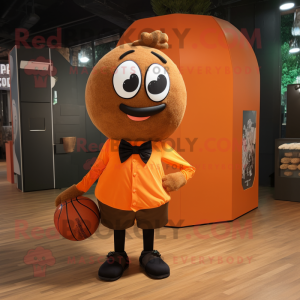 Rust Volleyball Ball mascot costume character dressed with a Dress and Bow ties
