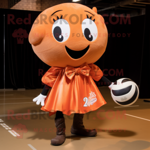 Rust Volleyball Ball mascot costume character dressed with a Dress and Bow ties
