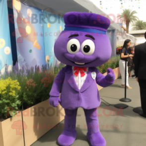 Lavender Bracelet mascot costume character dressed with a Culottes and Tie pins