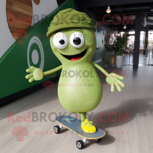 Olive Skateboard mascot costume character dressed with a Circle Skirt and Hairpins