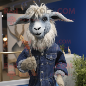 Marinblå Angora Goat maskot...