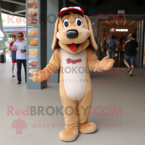 Tan Hot Dogs maskot kostume...