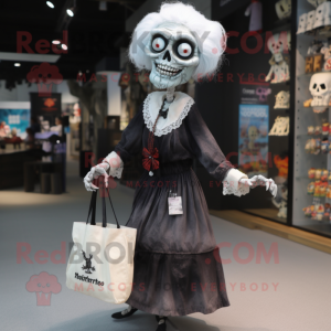 nan Undead mascot costume character dressed with a A-Line Skirt and Tote bags