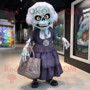 nan Undead mascot costume character dressed with a A-Line Skirt and Tote bags