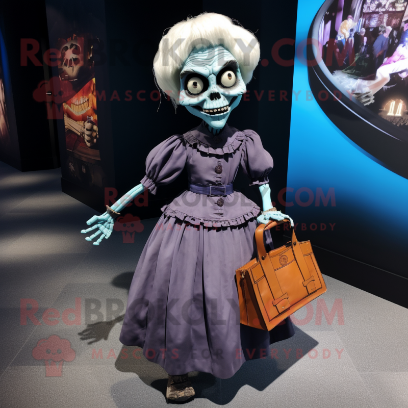 nan Undead mascot costume character dressed with a A-Line Skirt and Tote bags