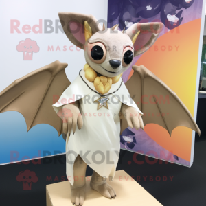 Beige Fruit Bat maskot...