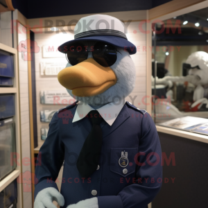 Navy Hens mascot costume character dressed with a Henley Shirt and Tie pins