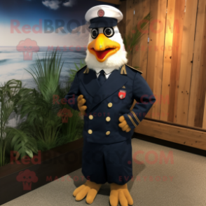 Navy Hens mascot costume character dressed with a Henley Shirt and Tie pins