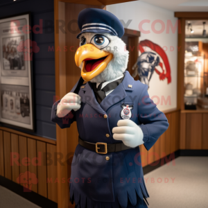Navy Hens mascot costume character dressed with a Henley Shirt and Tie pins