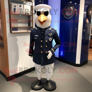 Navy Hens mascot costume character dressed with a Henley Shirt and Tie pins