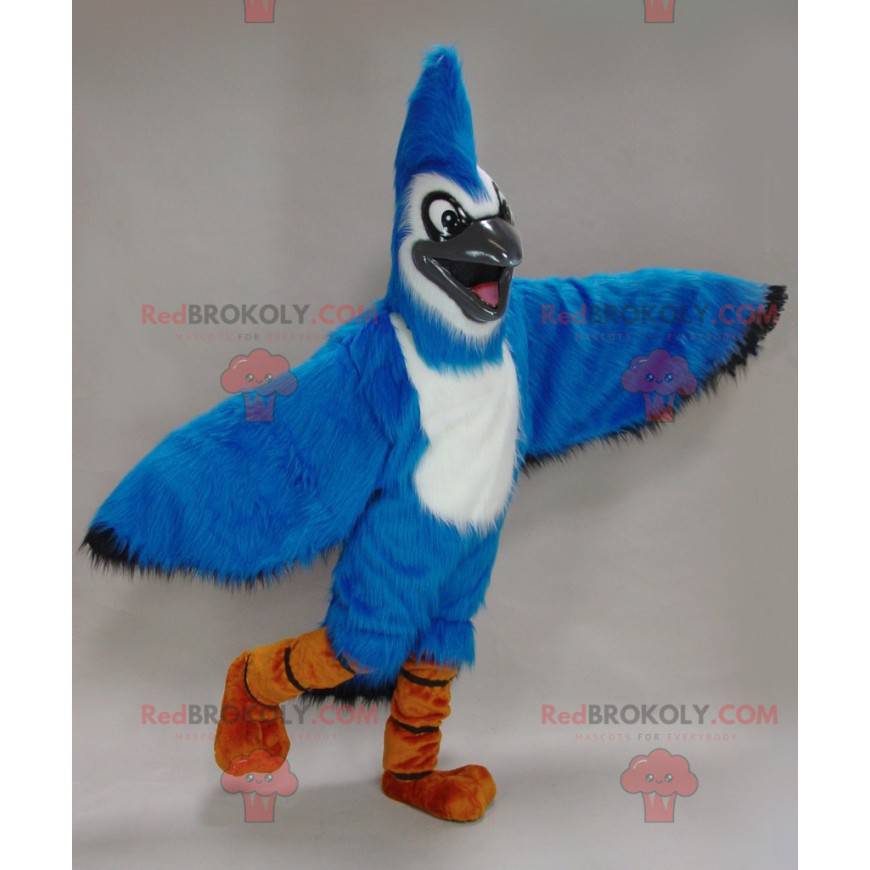 Mascotte blauwe en witte gaai - mascotte blauwe vogel -