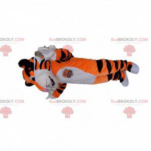 Mascote tigre muito entusiasmado. Fantasia de tigre -