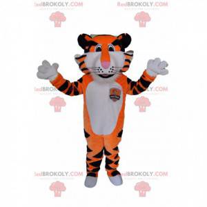 Mascotte de tigre très enthousiaste. Costume de tigre -