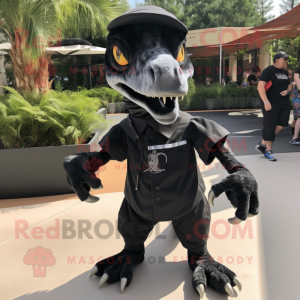 Sort Velociraptor maskot...