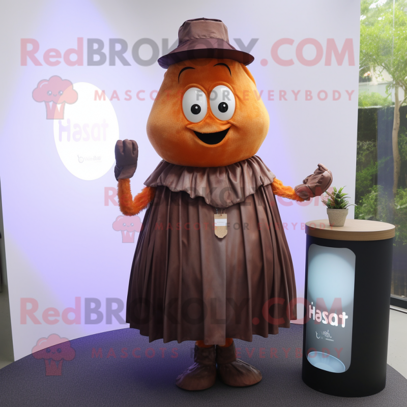 Rust Scented Candle mascot costume character dressed with a Pleated Skirt and Necklaces Rust Scented Candle mascot costume character dressed with a Pleated Skirt and Necklaces