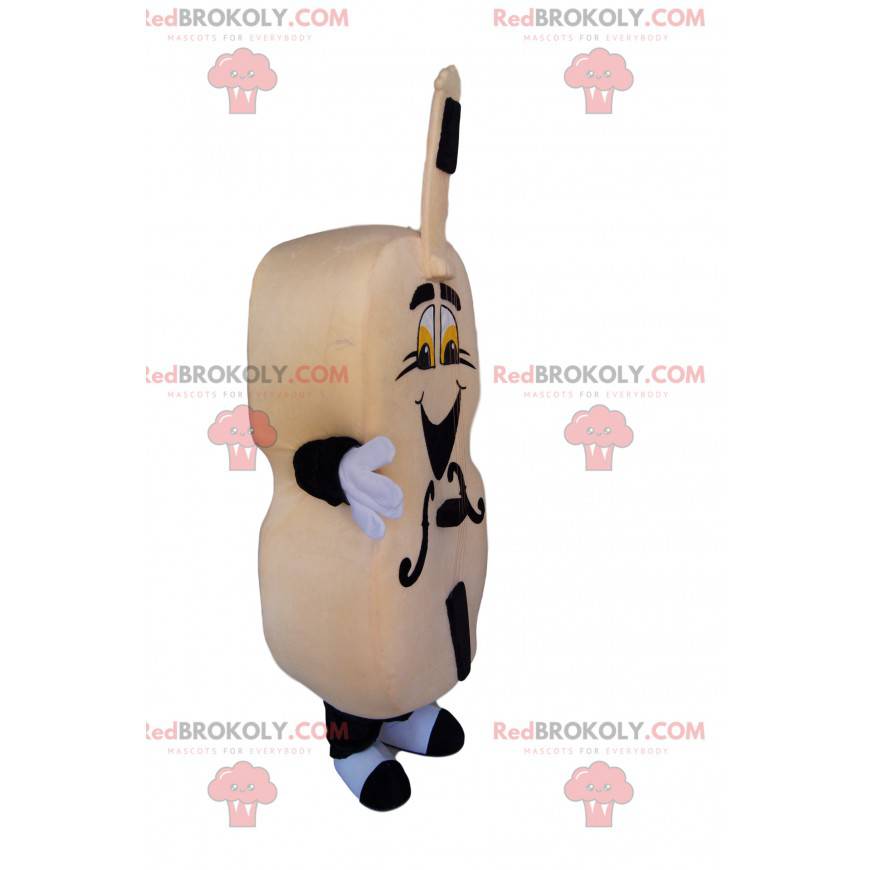 Mascota de violonchelo beige muy entusiasta. - Redbrokoly.com