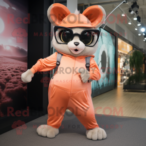 Peach Flying Squirrel mascot costume character dressed with a Joggers and Sunglasses