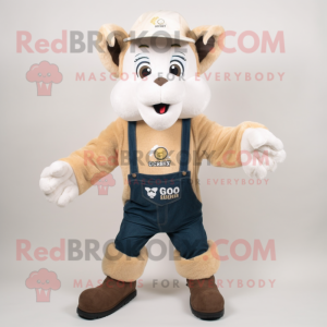 Tan Goat mascot costume character dressed with a Bootcut Jeans and Beanies