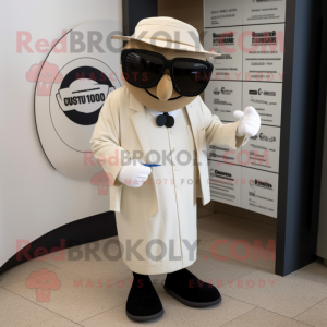 Cream Attorney mascot costume character dressed with a Graphic Tee and Sunglasses