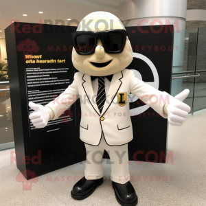 Cream Attorney mascot costume character dressed with a Graphic Tee and Sunglasses