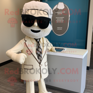 Cream Attorney mascot costume character dressed with a Graphic Tee and Sunglasses