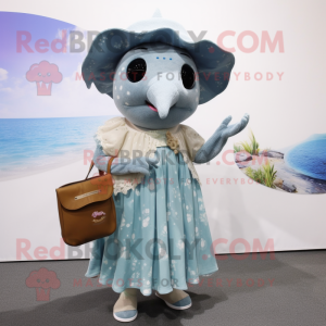 nan Stingray mascot costume character dressed with a Dress and Wallets