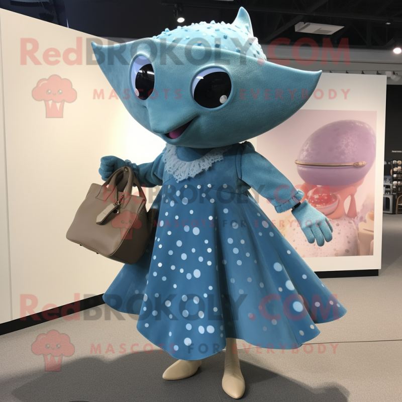 nan Stingray mascot costume character dressed with a Dress and Wallets