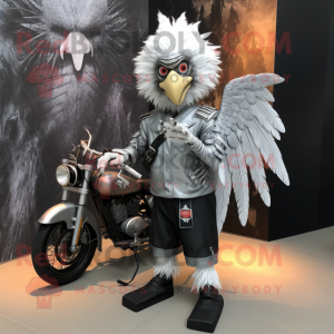 Silver Harpy maskot kostym...