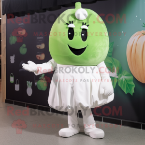 White Watermelon mascot costume character dressed with a A-Line Dress and Gloves