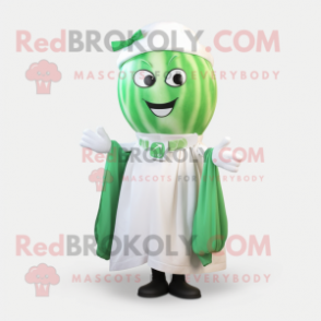 White Watermelon mascot costume character dressed with a A-Line Dress and Gloves